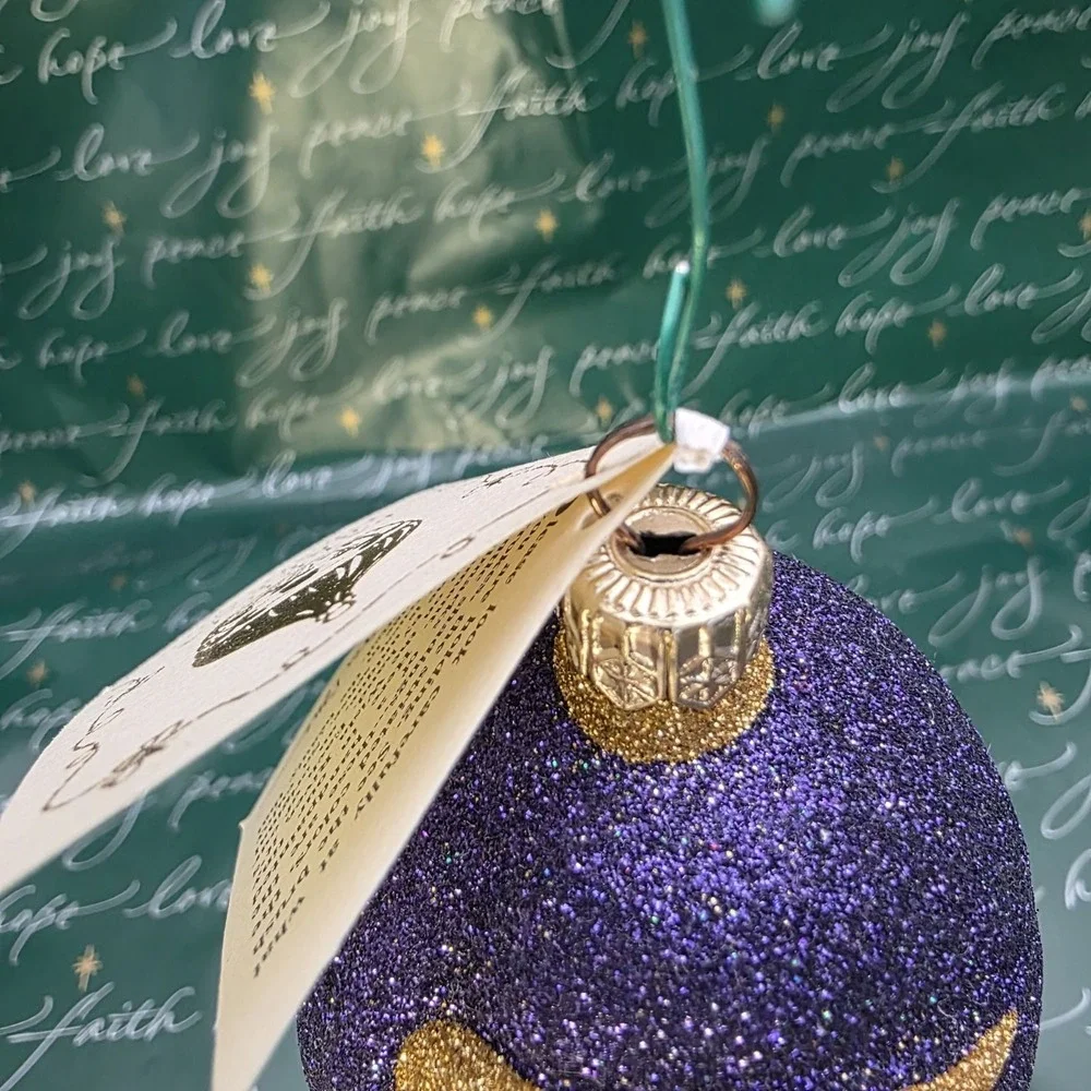 Patricia Breen Jelly Bean Santa Claus Purple‎ Gold Glittered Christmas Ornament